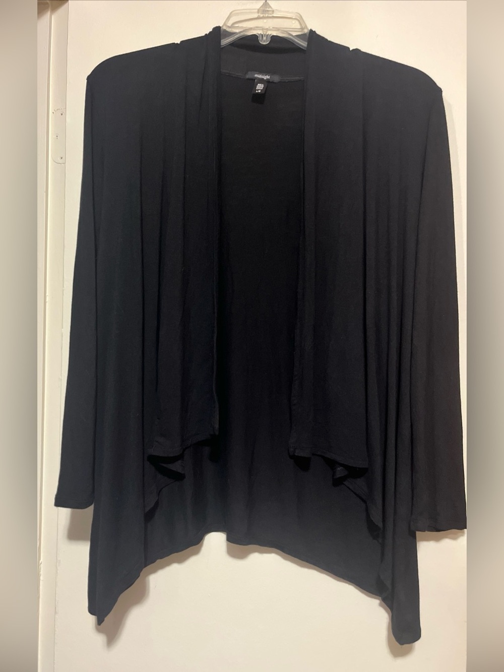 midnight Black Open-Front Draped Cardigan - Women's Lightweight Layer